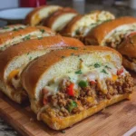 Savory Ground Chicken and Bell Pepper Cheesy Stuffed Hoagie Rolls