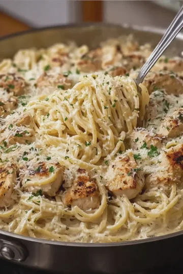 Creamy Parmesan Spaghetti with Garlic Butter Chicken
