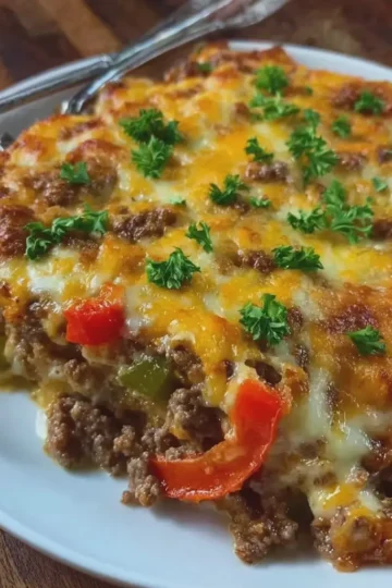 Cheesy Beef and Pepper Casserole