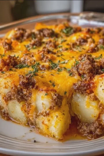 Cheese Beef and Potato Bake