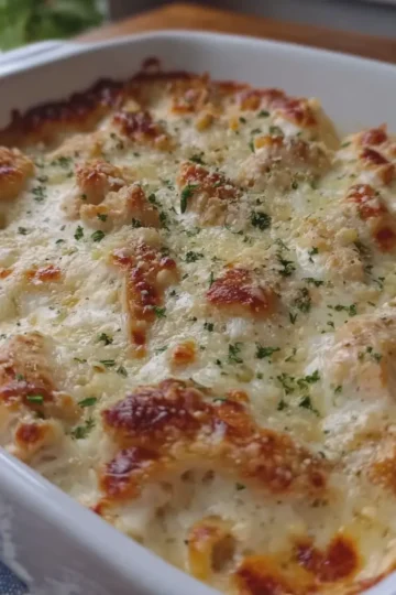 The Creamiest Cheesy Chicken Casserole