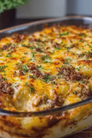 Cheesy Ground Beef and Potato Casserole