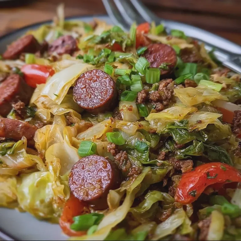 Dirty Cabbage with Smoked Turkey Sausages