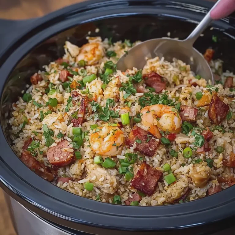 Seafood Dirty Rice with Turkey Bacon and Chicken Ham