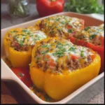 Cream Cheese Stuffed Bell Peppers with Cheesy Taco Beef