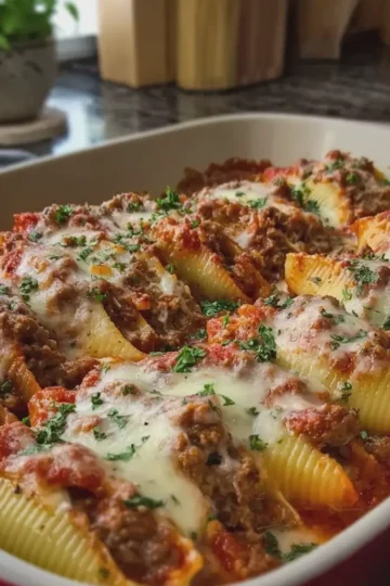 Cheesy Beef Stuffed Shells