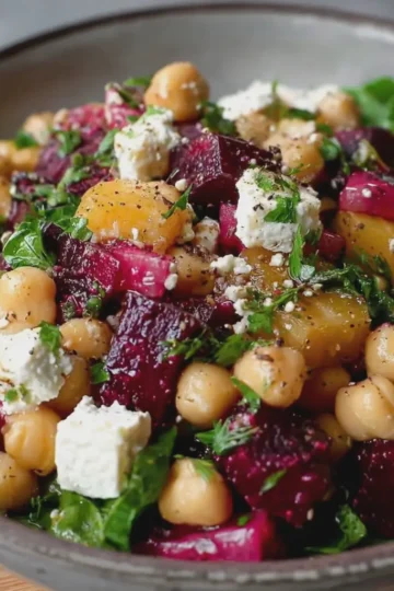 Mediterranean Chickpea, Beet and Feta Salad