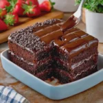 Triple Chocolate Cake with Hot Fudge Sauce