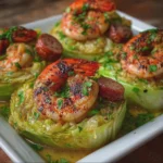 Garlic Shrimp and Sausage Cabbage Cups
