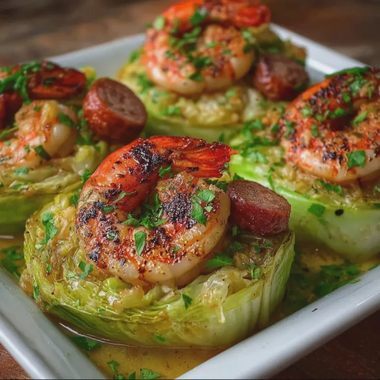 Garlic Shrimp and Sausage Cabbage Cups