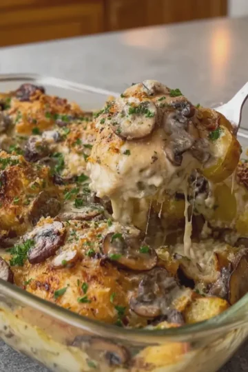 Creamy Chicken Potato Bake with Mushroom Sauce