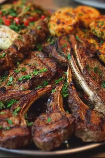 Mixed Grill Platter with Lamb Chops and Kebabs