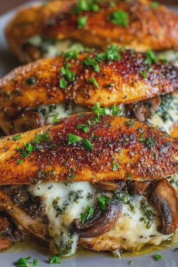 Garlic Butter Mushroom Stuffed Chicken Breasts