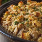 One Pot Crockpot Chicken and Stuffing Casserole