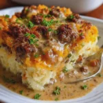 Southern Hamburger Onion Gravy Casserole