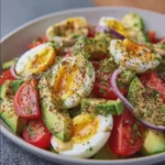 Loaded Avocado, Egg and Tomato Salad with Wholegrain Mustard Dressing